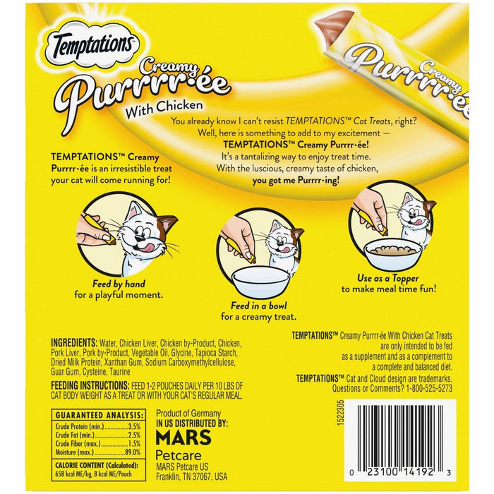 Temptations Creamy Puree with Chicken Lickable Squeezable Adult Cat Treats - 24ct/10.1oz