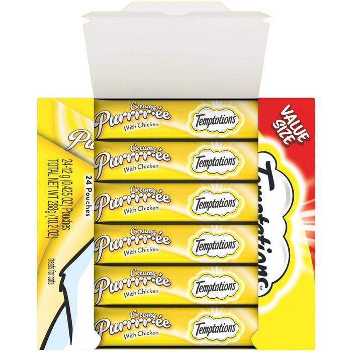 Temptations Creamy Puree with Chicken Lickable Squeezable Adult Cat Treats - 24ct/10.1oz