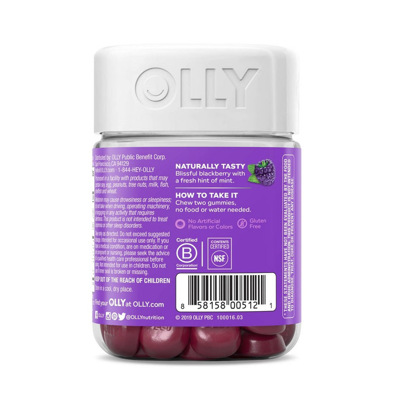 OLLY 3mg Melatonin Sleep Gummies - Blackberry Zen - 50ct