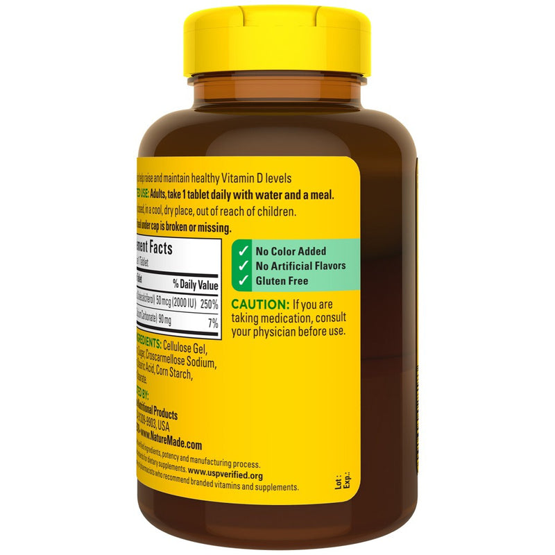 Nature Made Vitamin D3 2000 IU (50 mcg) Tablets for Muscle, Teeth, Bone & Immune Support Supplement - 400ct
