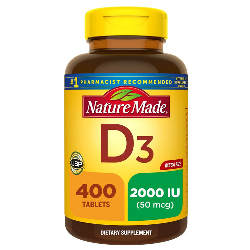 Nature Made Vitamin D3 2000 IU (50 mcg) Tablets for Muscle, Teeth, Bone & Immune Support Supplement - 400ct