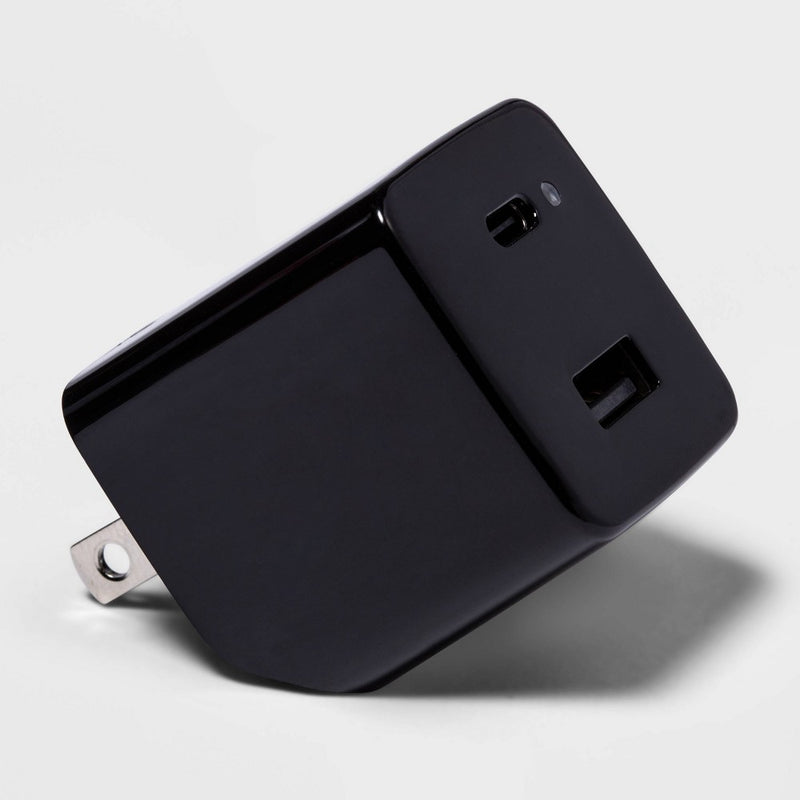 2-Port 20W USB-A and USB-C Wall Charger - heyday Black