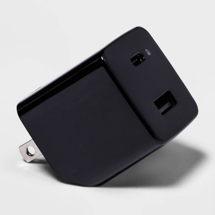 2-Port 20W USB-A and USB-C Wall Charger - heyday Black