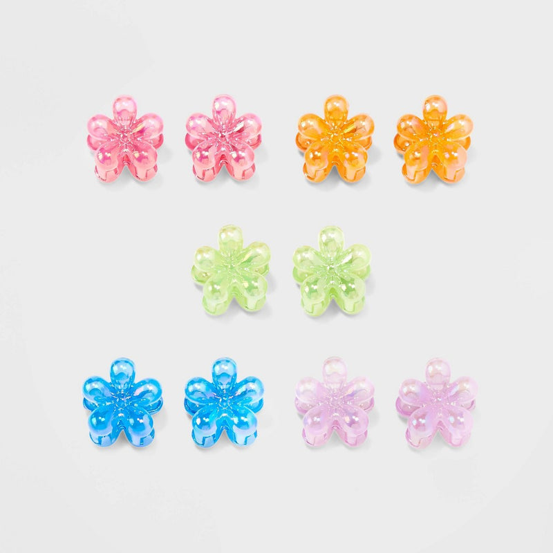 Girls' 10pk Iridescent Flower Claw Clips - Cat & Jack