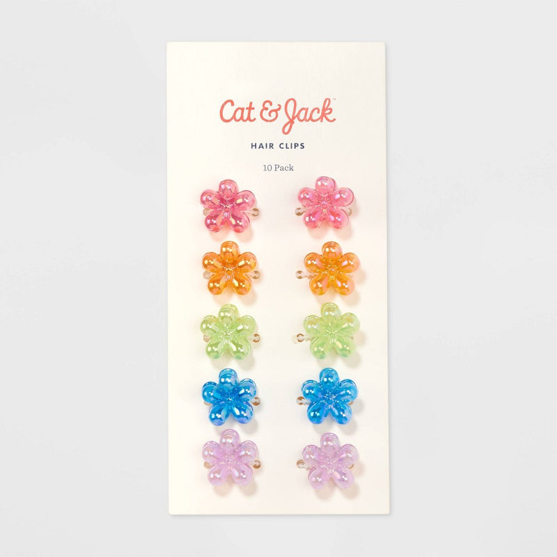 Girls' 10pk Iridescent Flower Claw Clips - Cat & Jack