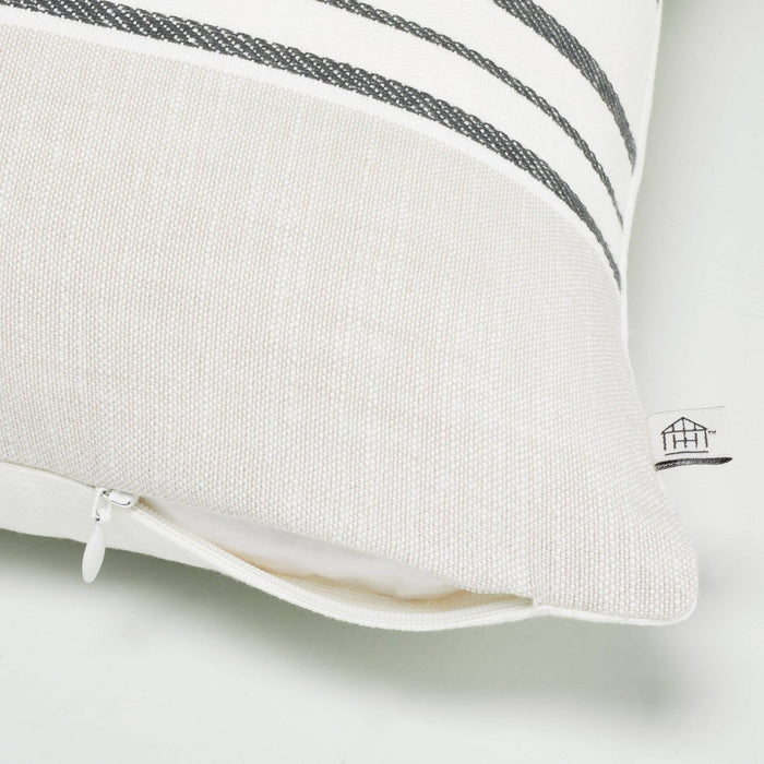18"x18" Off-Center Stripes Decorative Pillow Cover Taupe - Hearth & Hand with Magnolia