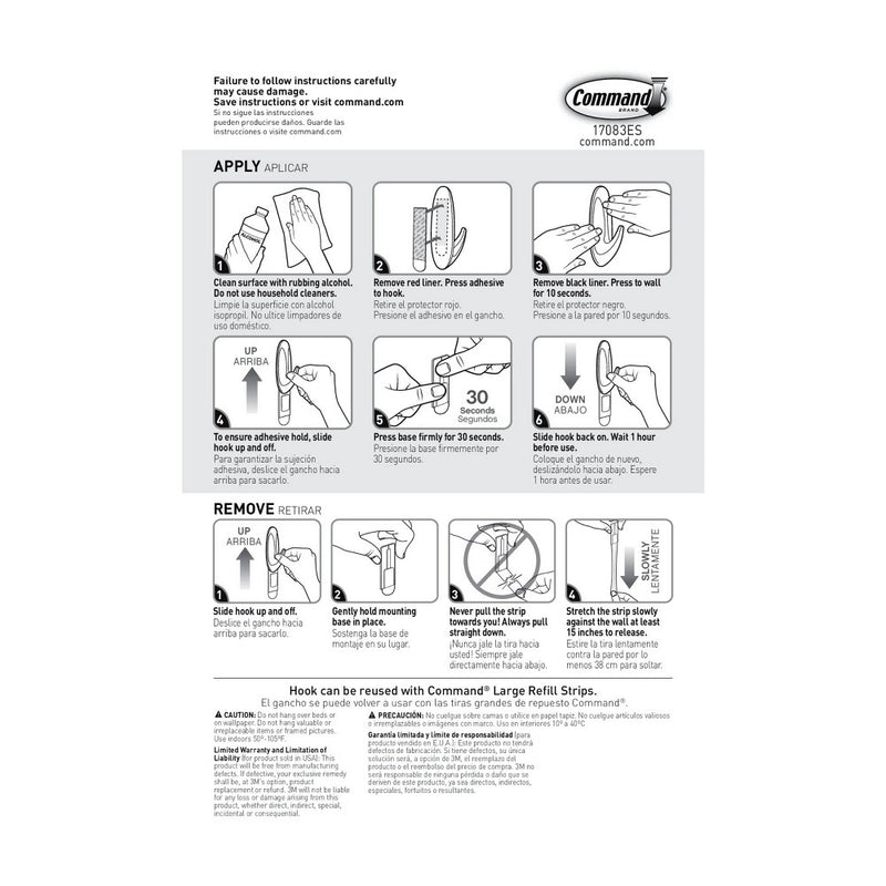 Command Large Sized Designer Hook White