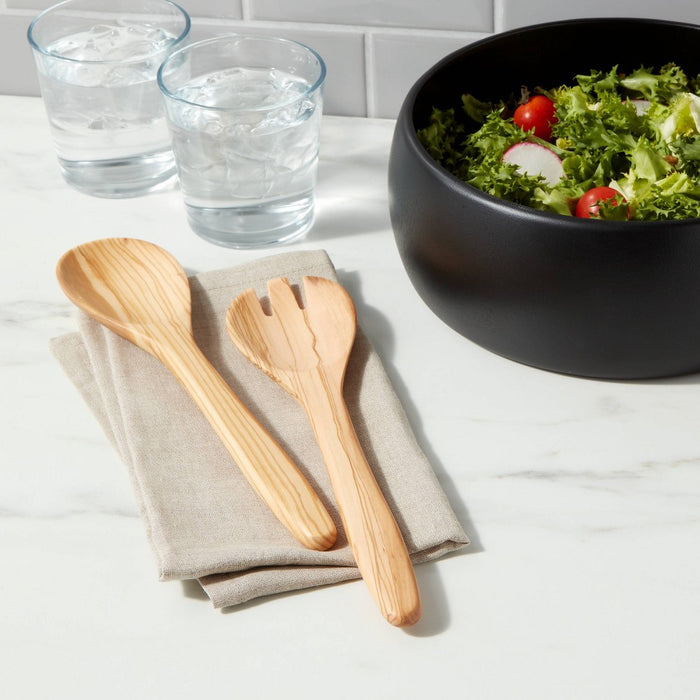 2pc Olivewood Utensil Serving Set - Threshold