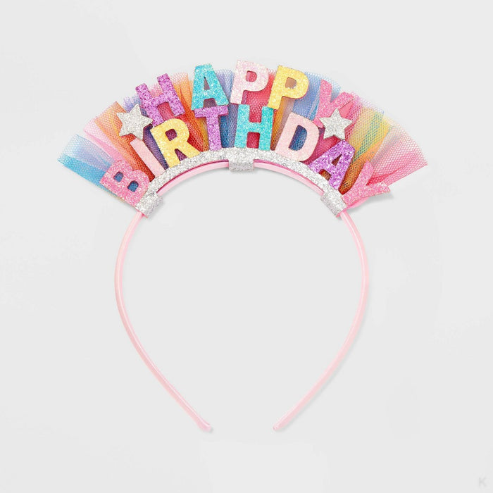 Kids' Glitter 'Happy Birthday' Headband with Tulle - Cat & Jack
