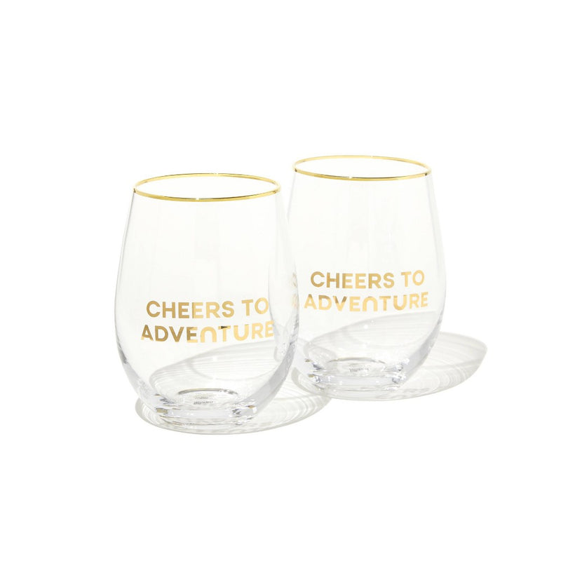 Be Rooted 20oz 2pk Glass Cheers To Adventure Wine Glasses