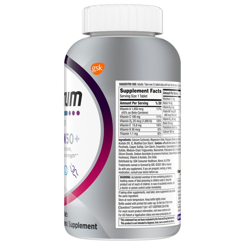 Centrum Silver Women 50+ Multivitamin / Multimineral Dietary Supplement Tablets - 200ct