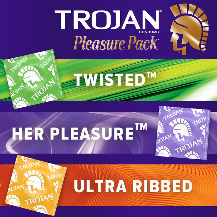 Trojan Pleasure Pack Lubricated Condoms - 12ct