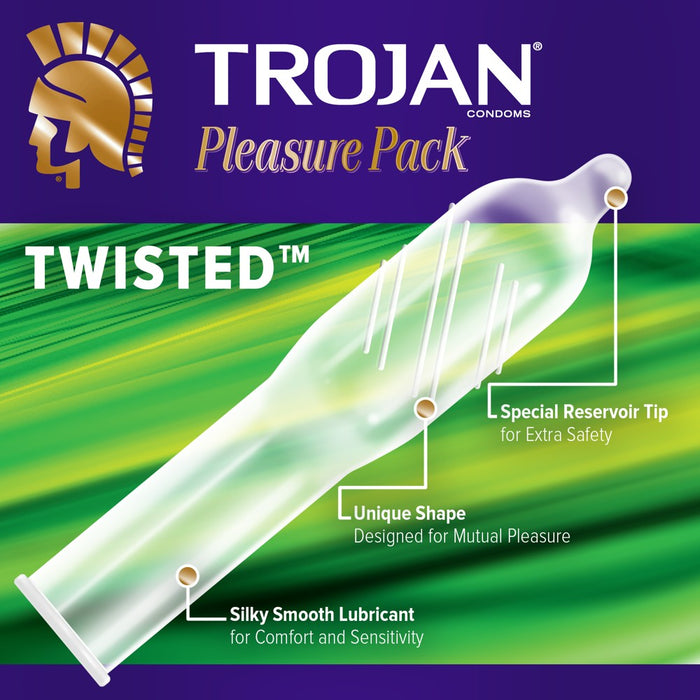 Trojan Pleasure Pack Lubricated Condoms - 12ct