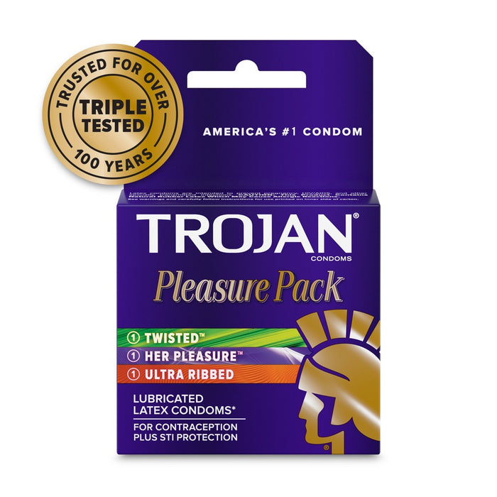 Trojan Pleasure Pack Lubricated Condoms - 12ct