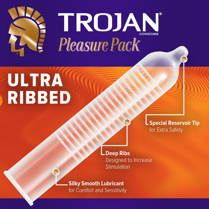 Trojan Pleasure Pack Lubricated Condoms - 12ct