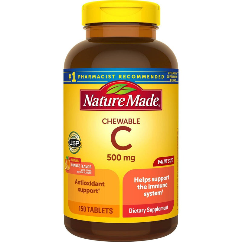 Nature Made Vitamin C 500mg Immune Support Supplement Chewable Tablets - Orange - 150ct