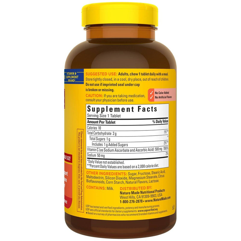 Nature Made Vitamin C 500mg Immune Support Supplement Chewable Tablets - Orange - 150ct