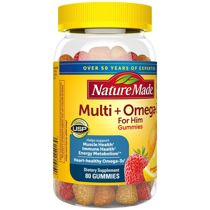 Nature Made Omega 3 Multivitamin & Minerals Gummies for Men - 80ct