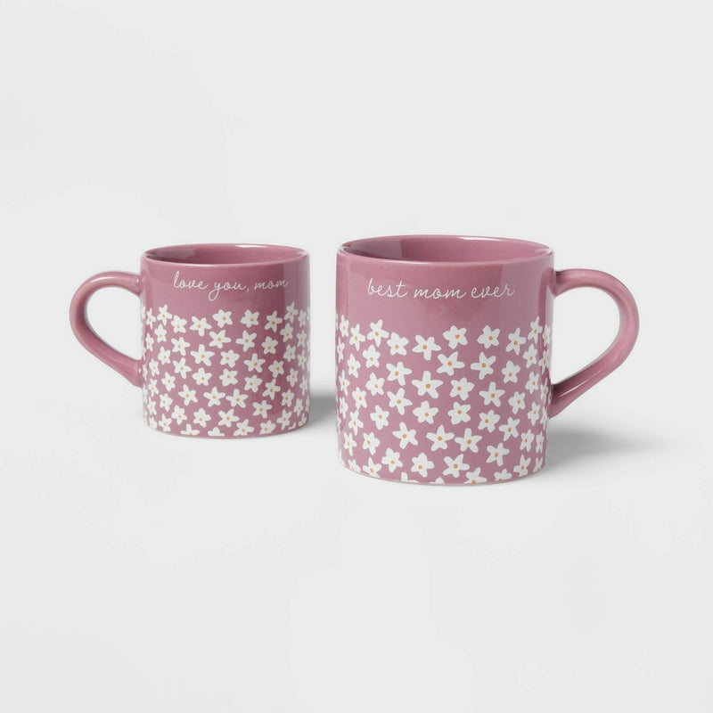 16oz 'Best Mom Ever' Mug and 10oz Mini Mug 'Love You Mom' Pink - Threshold