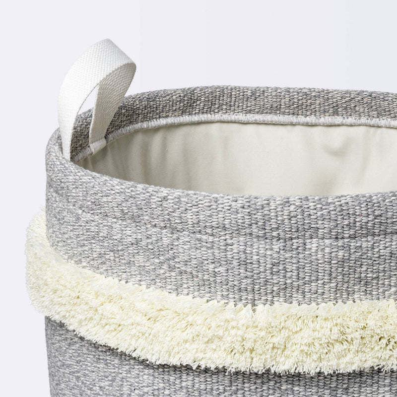 Tufted Canvas Round Storage Bin - Cloud Island Gray/Cream Large