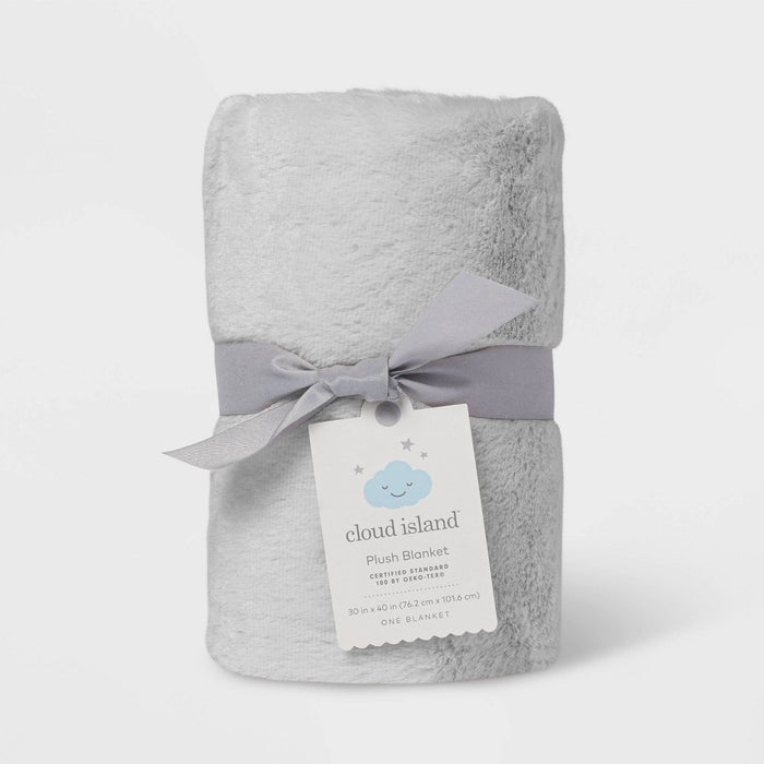 Solid Satin Edge Plush Blanket - Cloud Island Gray