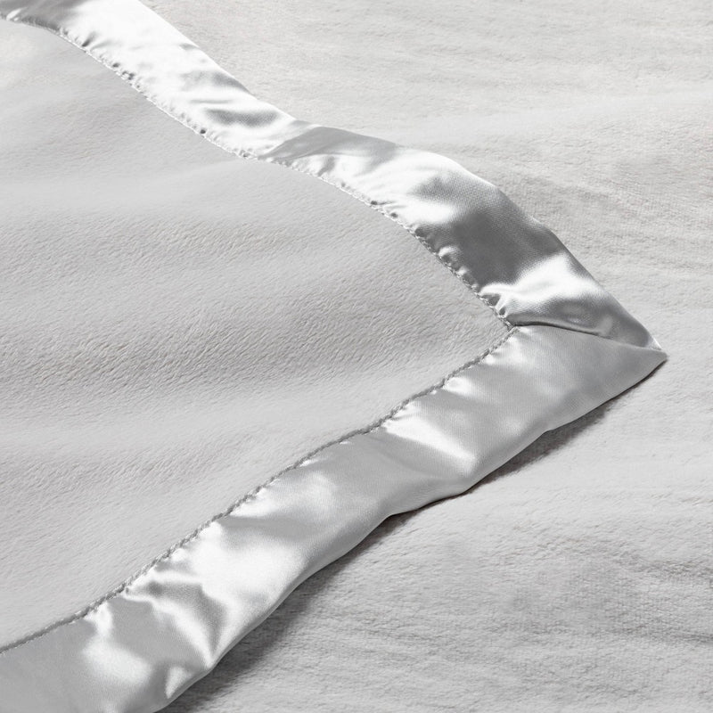 Solid Satin Edge Plush Blanket - Cloud Island Gray