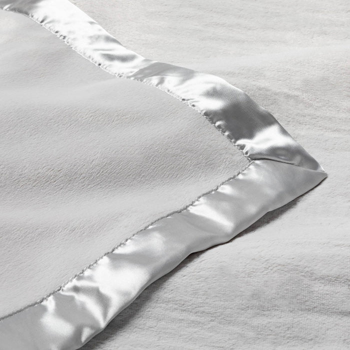 Solid Satin Edge Plush Blanket - Cloud Island Gray