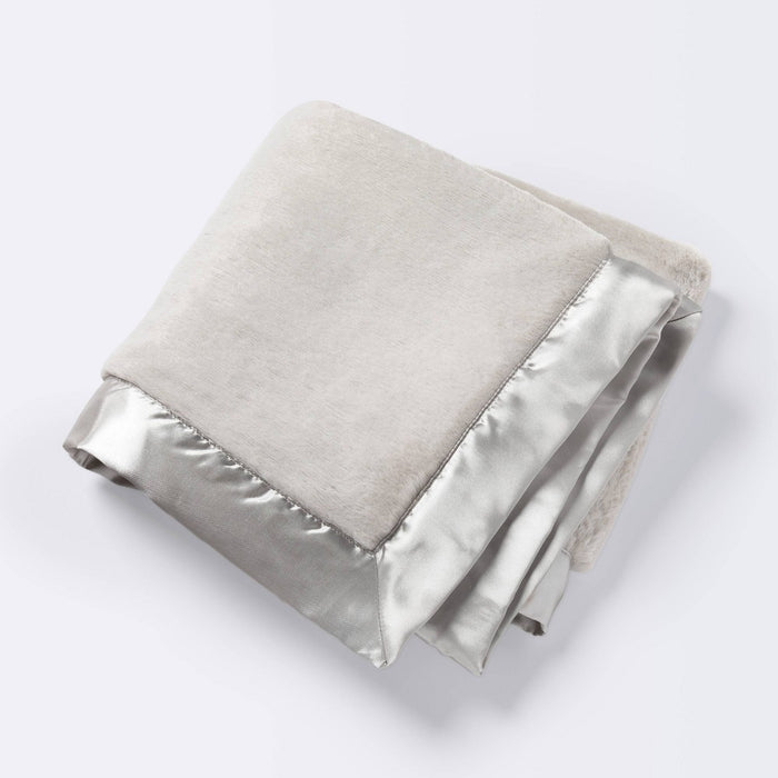Solid Satin Edge Plush Blanket - Cloud Island Gray