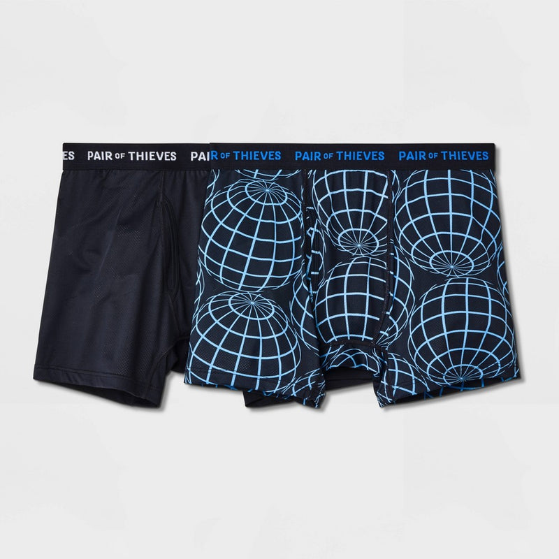 Pair of Thieves Men's Super Fit Globe Boxer Briefs 2pk - Black S