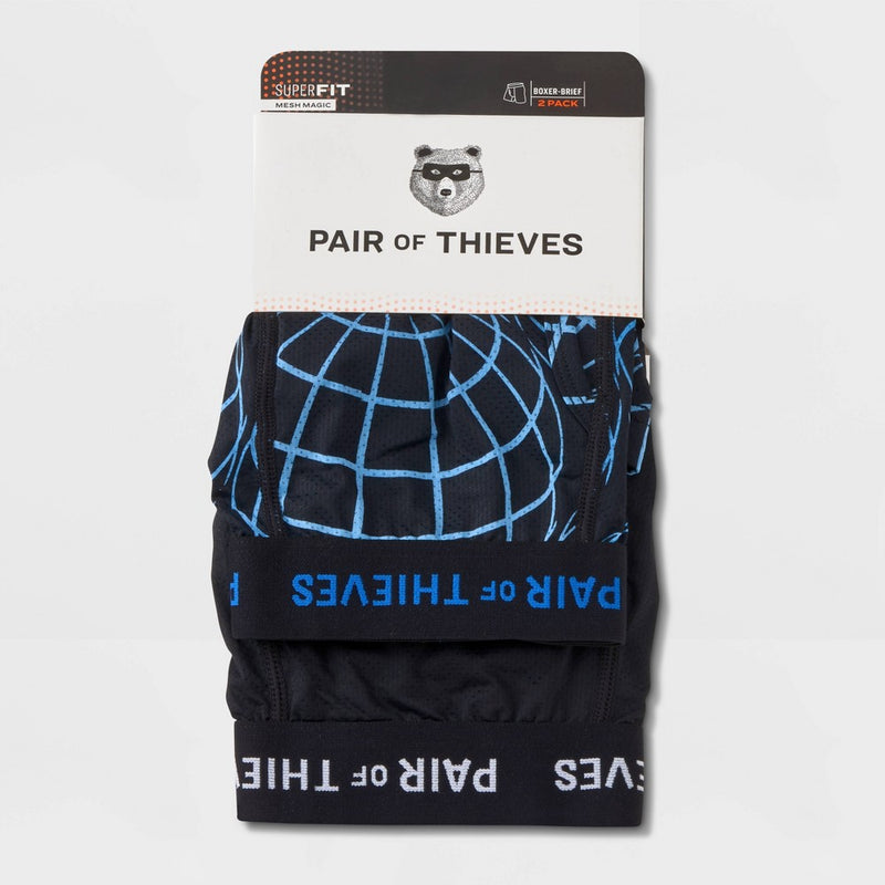 Pair of Thieves Men's Super Fit Globe Boxer Briefs 2pk - Black S