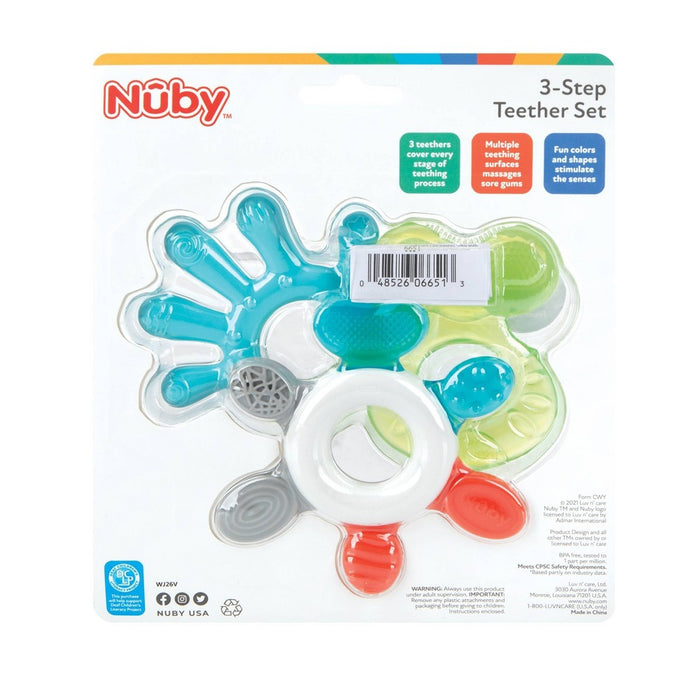 Nuby 3pk 3 Stage Teether Set