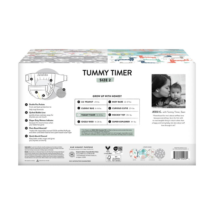 The Honest Company Clean Conscious Disposable Diapers - Four Print Pack- Size 2 - 124ct