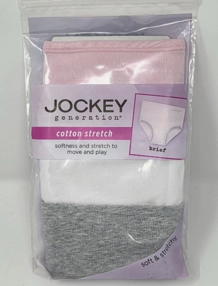 Jockey Generation Girls' 3pk Briefs - Gray/White/Pink XL