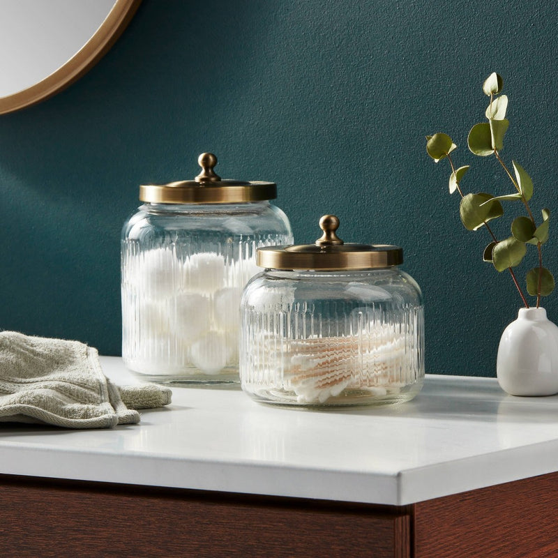 Small Glass Bath Canister Brass - Threshold