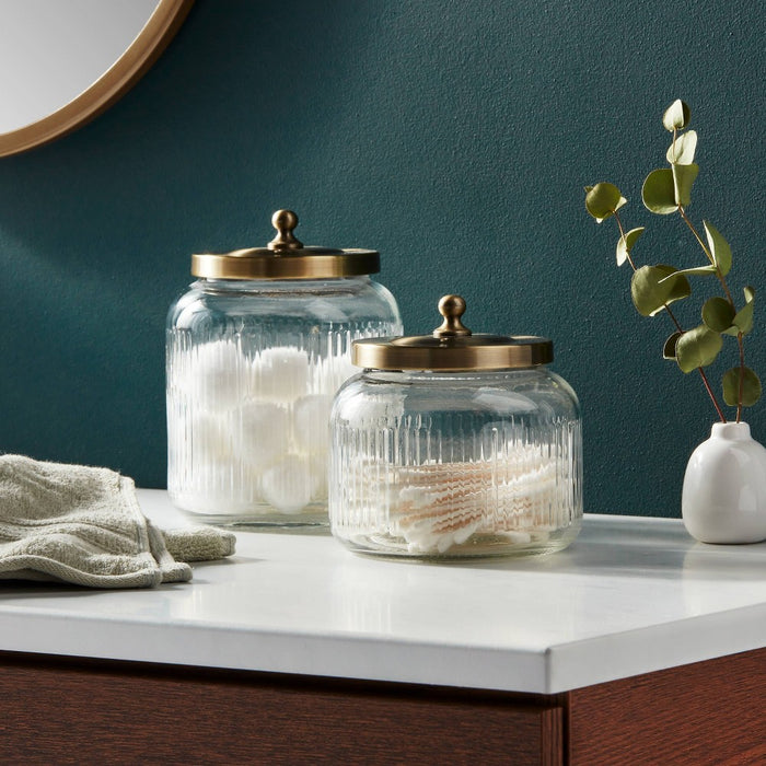 Small Glass Bath Canister Brass - Threshold