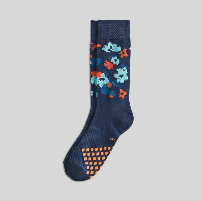 Jockey Generation Men's Diamond Cushion Comfort Crew Socks - Floral Blue/Orange 7-12
