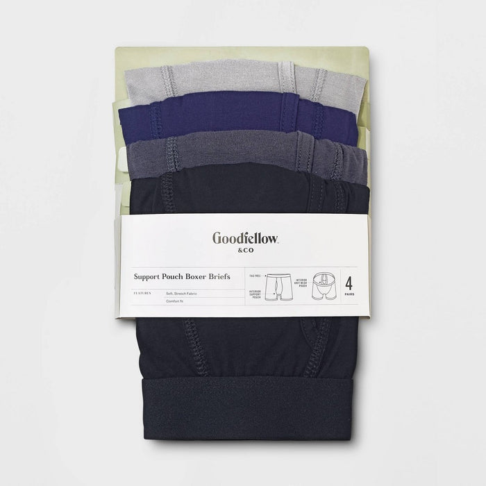 Men's Support Pouch Boxer Briefs 4pk - Goodfellow & Co Black/Blue/Gray S