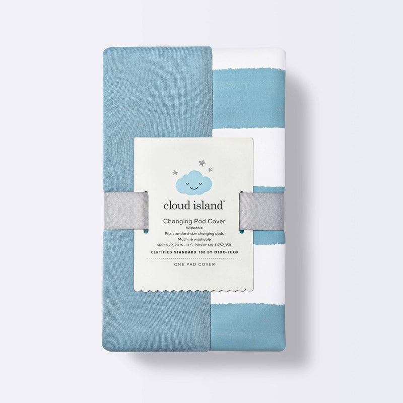 Wipeable Changing Pad Cover - Blue and White Stripes - Cloud Island