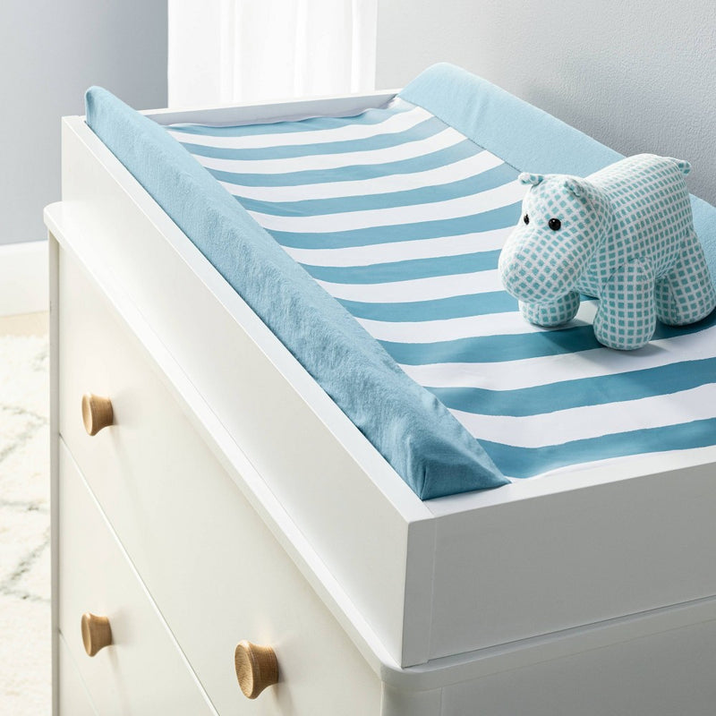 Wipeable Changing Pad Cover - Blue and White Stripes - Cloud Island