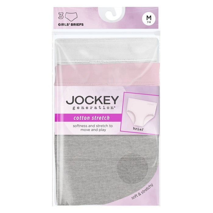 Jockey Generation Girls' 3pk Briefs - Gray/White/Pink L