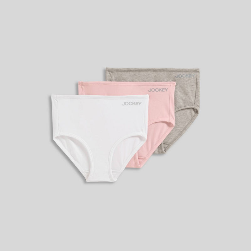 Jockey Generation Girls' 3pk Briefs - Gray/White/Pink L