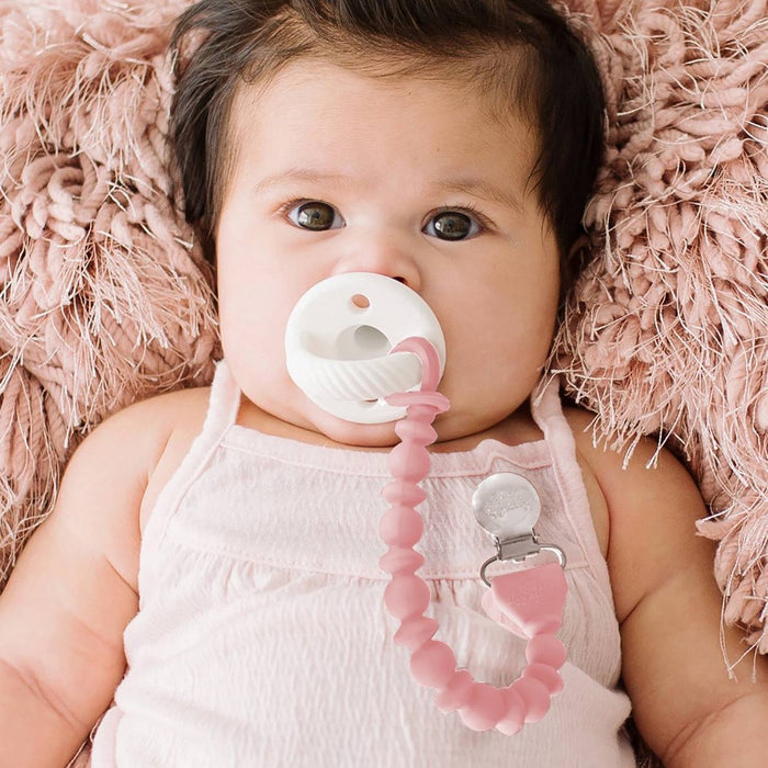 Itzy Ritzy Sweetie Beaded Strap Pacifier Clip - Pink