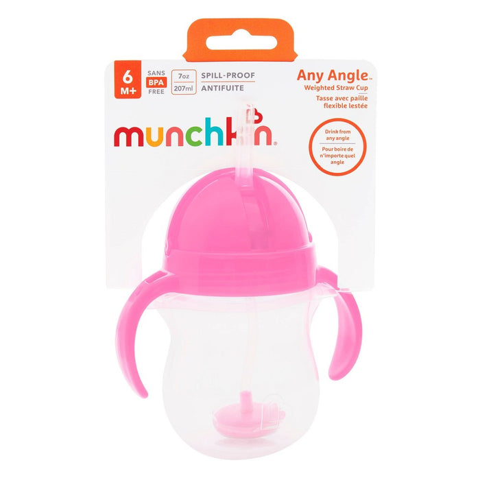 Munchkin Click Lock Weighted Straw Trainer Cup - 7oz - Pink