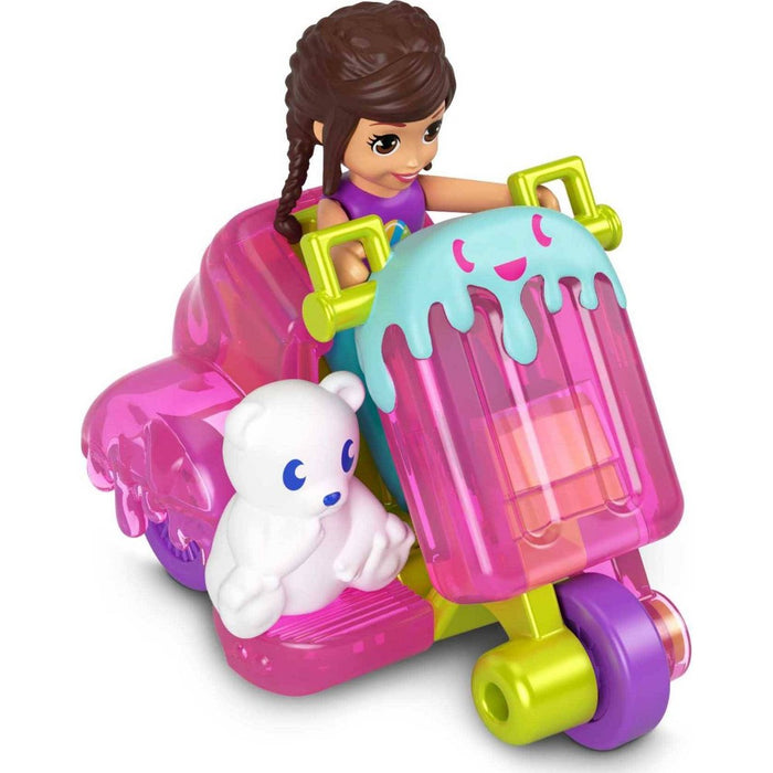 Polly Pocket Pollyville Micro Doll with Ice Cream 3-Wheeler and Mini Polar Bear