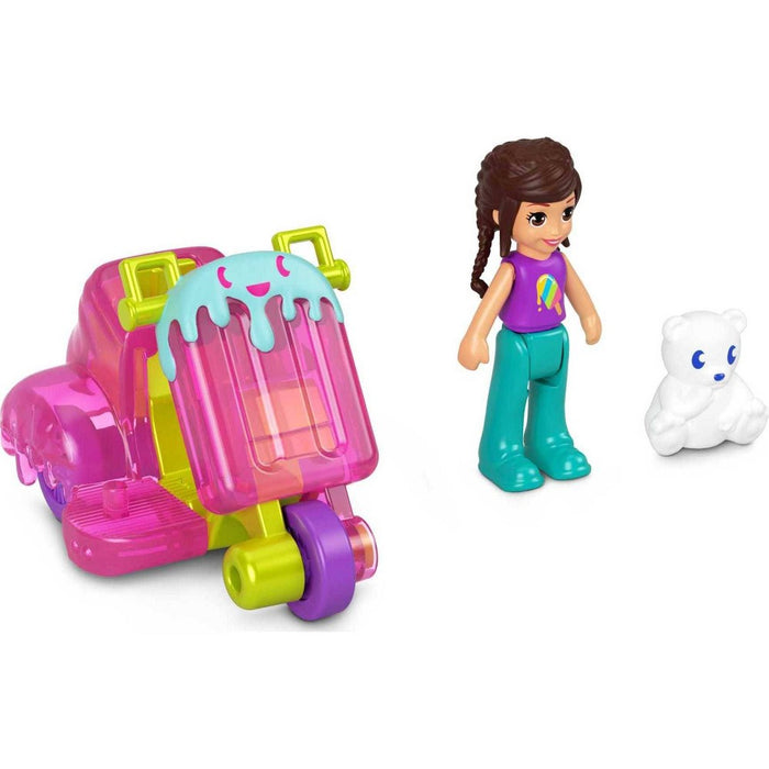 Polly Pocket Pollyville Micro Doll with Ice Cream 3-Wheeler and Mini Polar Bear