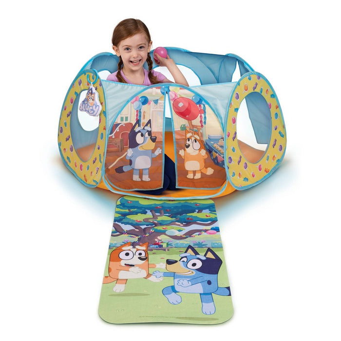Bluey Kids Ball Pit Playland with 20 Soft Flex Balls Electronic Sounds and Mat