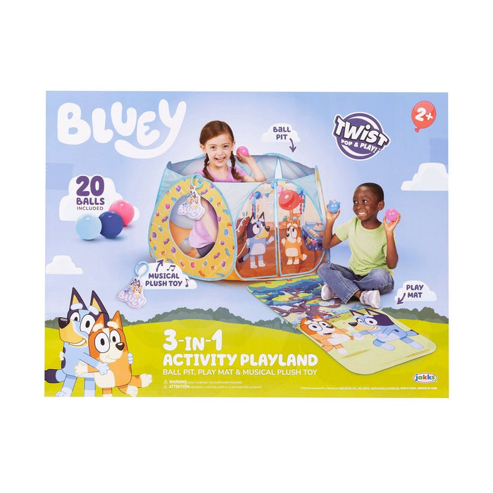 Bluey Kids Ball Pit Playland with 20 Soft Flex Balls Electronic Sounds and Mat