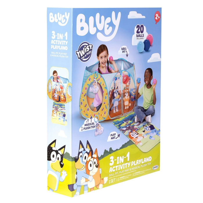 Bluey Kids Ball Pit Playland with 20 Soft Flex Balls Electronic Sounds and Mat