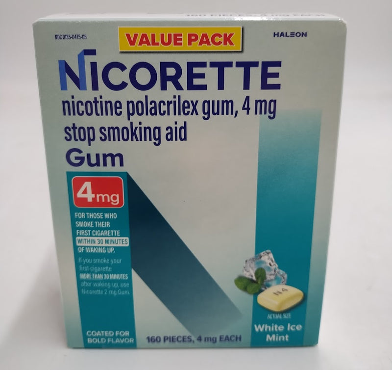 Nicorette White Ice Mint 4 mg Nicotine Polacrilex Gum - 160ct EXP  12/2028