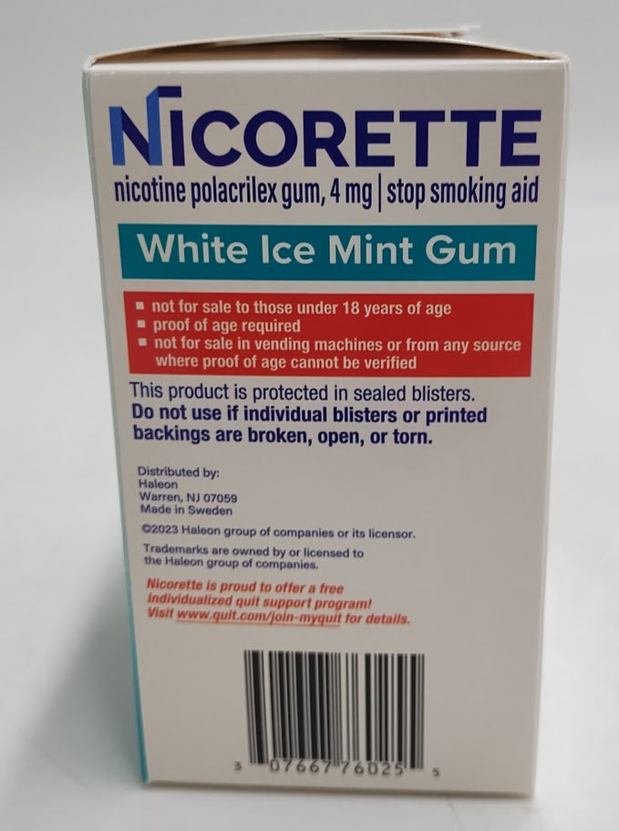 Nicorette White Ice Mint 4 mg Nicotine Polacrilex Gum - 160ct EXP  12/2028